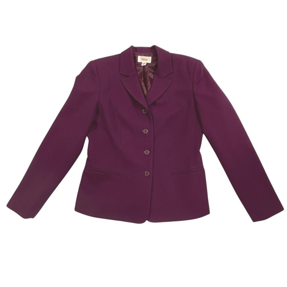 Vintage 90s Talbots 100% Wool Purple Blazer Made USA Tailored Preppy Minimalist
